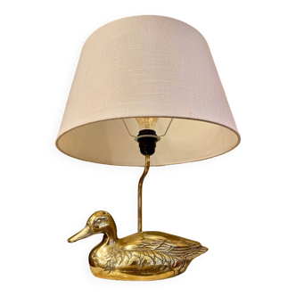 Duck lamp from the 70s in brass and travertine