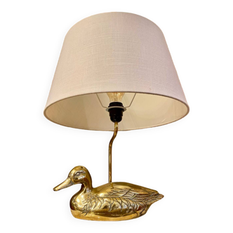 Lampe canard annees 70 laiton et travertin