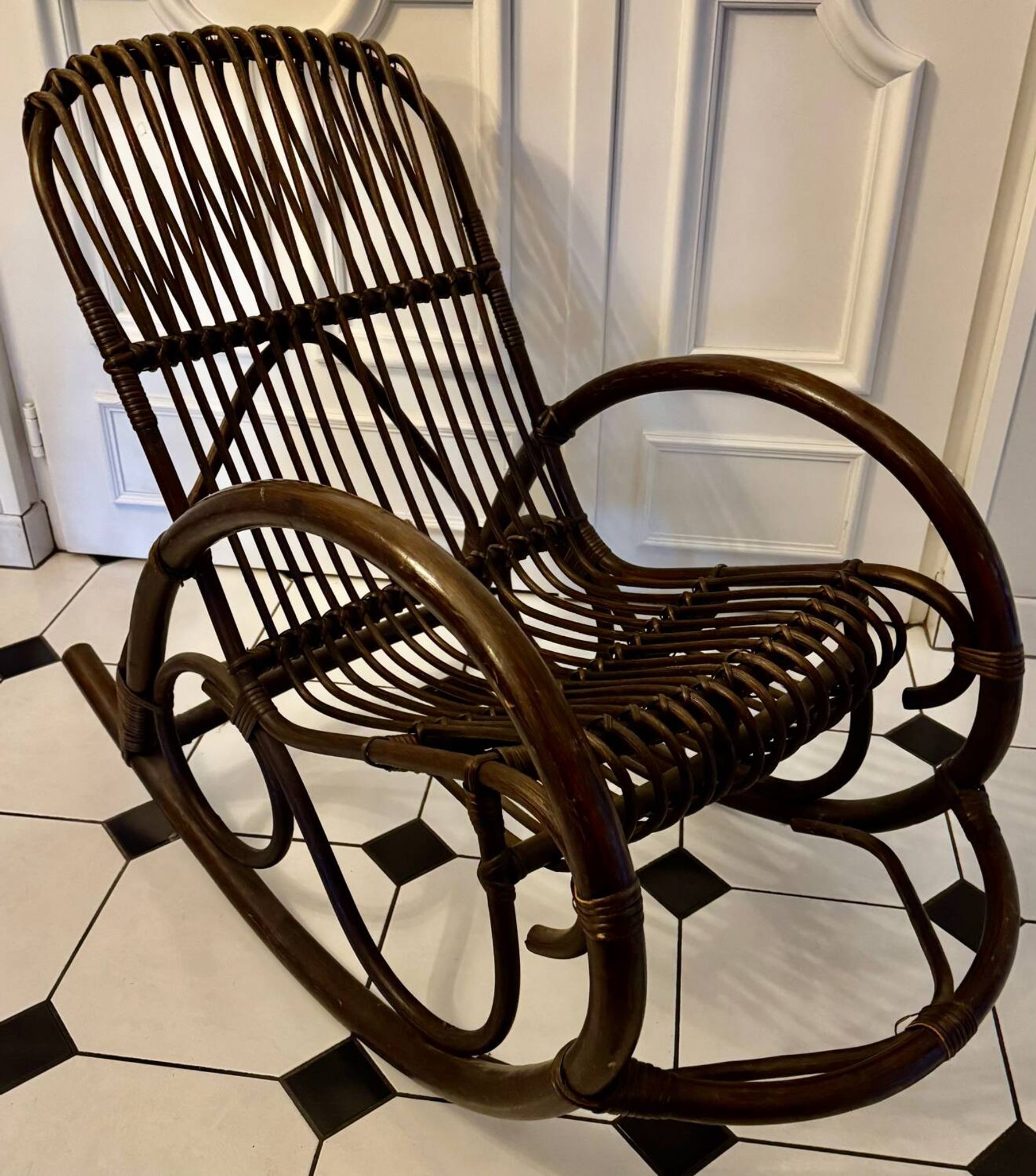 Bamboo and rattan rocking chair