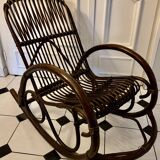 Bamboo and rattan rocking chair