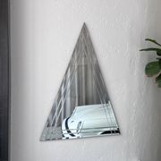 Vintage Big Triangular Wall Mounted Mirror with Beveled Decoration
