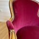 Vintage Louis XV style bergère / cabriolet armchair – Carved wood velvet