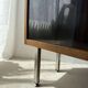 Walnut display cabinet from the 60s with smoked glass