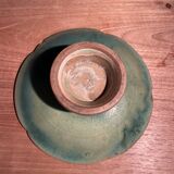 Coupe sur pied en céramique émaillée verte