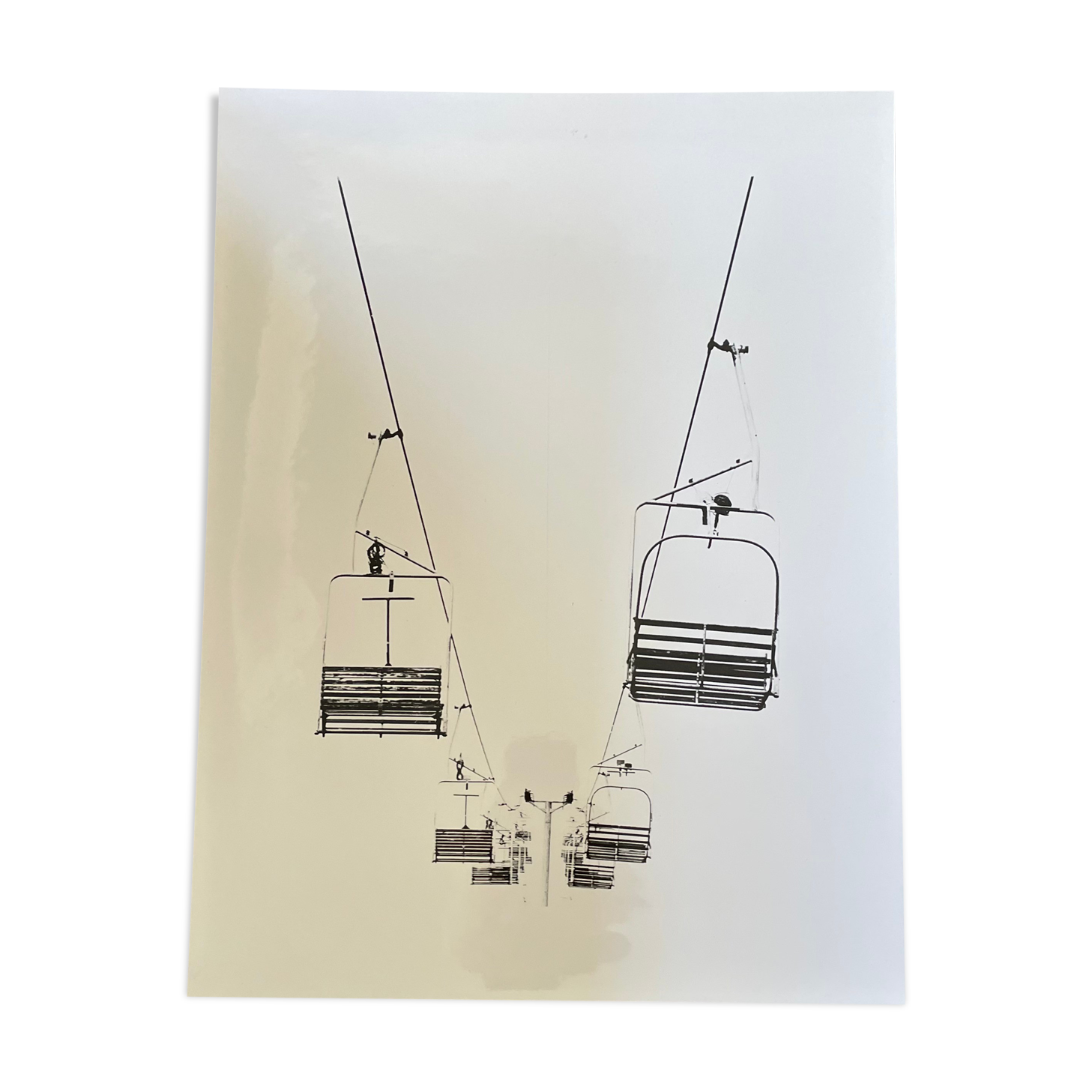 Photograph black and white silver print circa 1970 chairlift