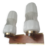 Vintage gold wall light on wooden stand