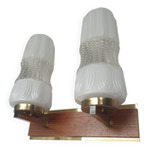 Vintage gold wall light on wooden stand