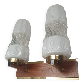 Vintage gold wall light on wooden stand