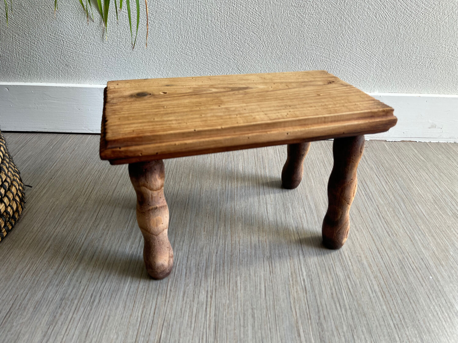 Small bench / wooden stool (bobbin decor) I
