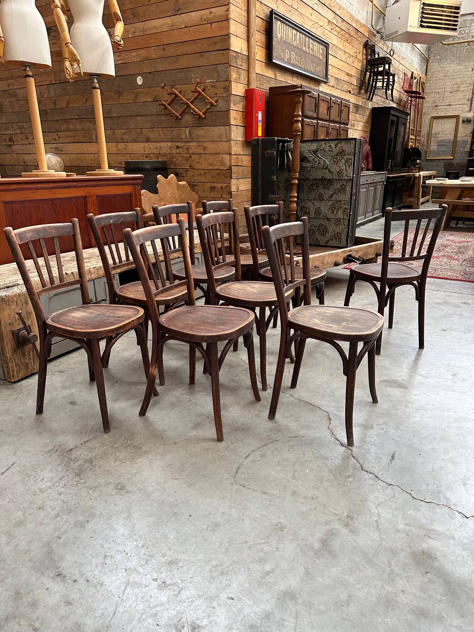 Suite of 9 bistro chairs from the early 20th century