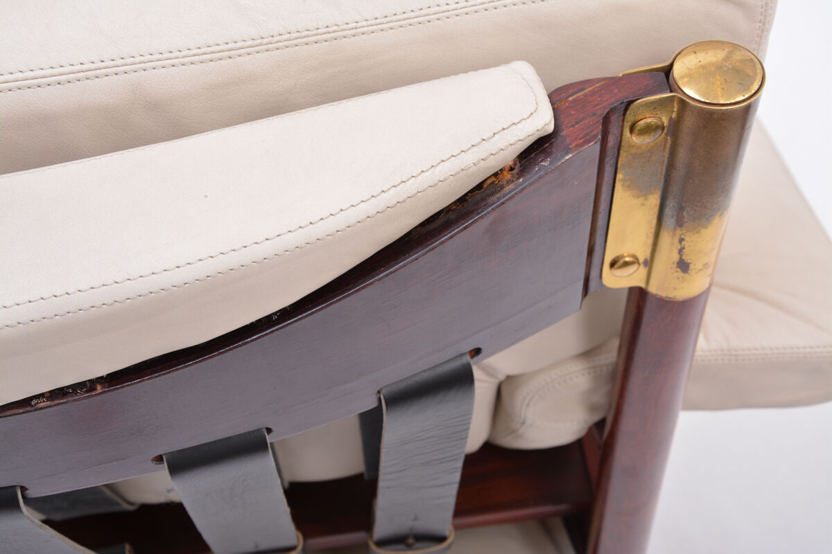 Beige Midcentury Lounge Chair with Ottoman Model "Sella" by Carlo de Carli