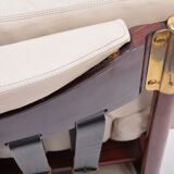 Beige Midcentury Lounge Chair with Ottoman Model "Sella" by Carlo de Carli