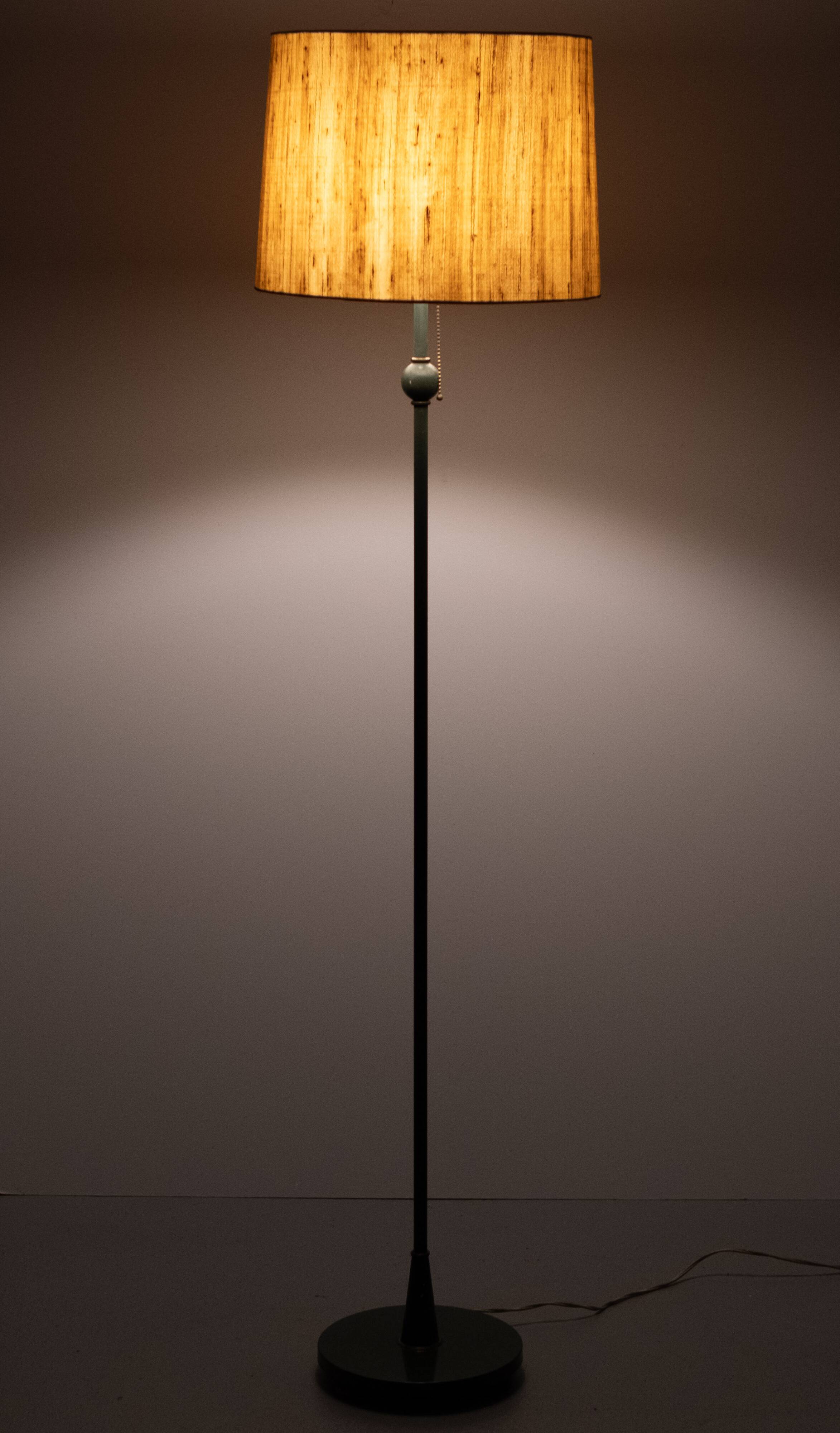 Classic Green color wooden floor lamp 1950s France