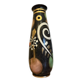 monumental terracotta vase, lacquered and enameled