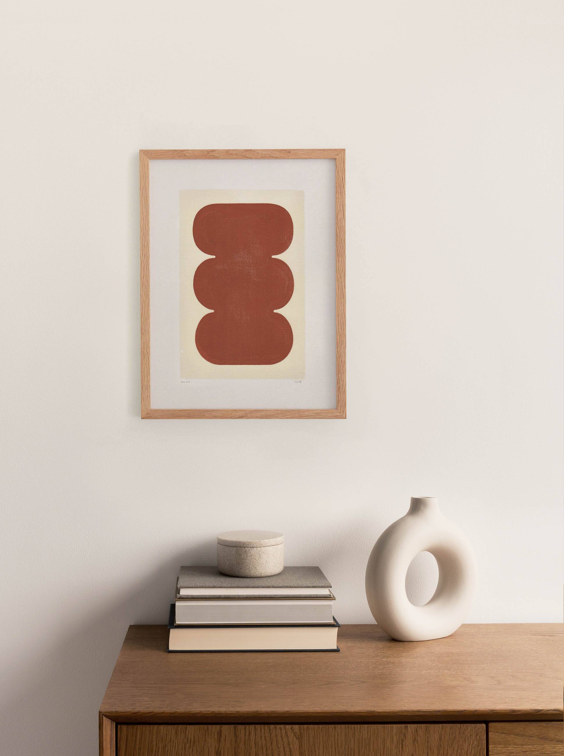 painting on paper - twist - light terracotta abstract illustration - signed eawy