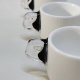 Guzzini Coffee Set 6 Porcelain Espresso Cups and 6 Plexiglas Saucers