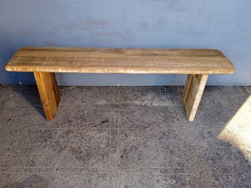 Old patinated solid wood bench 140cm