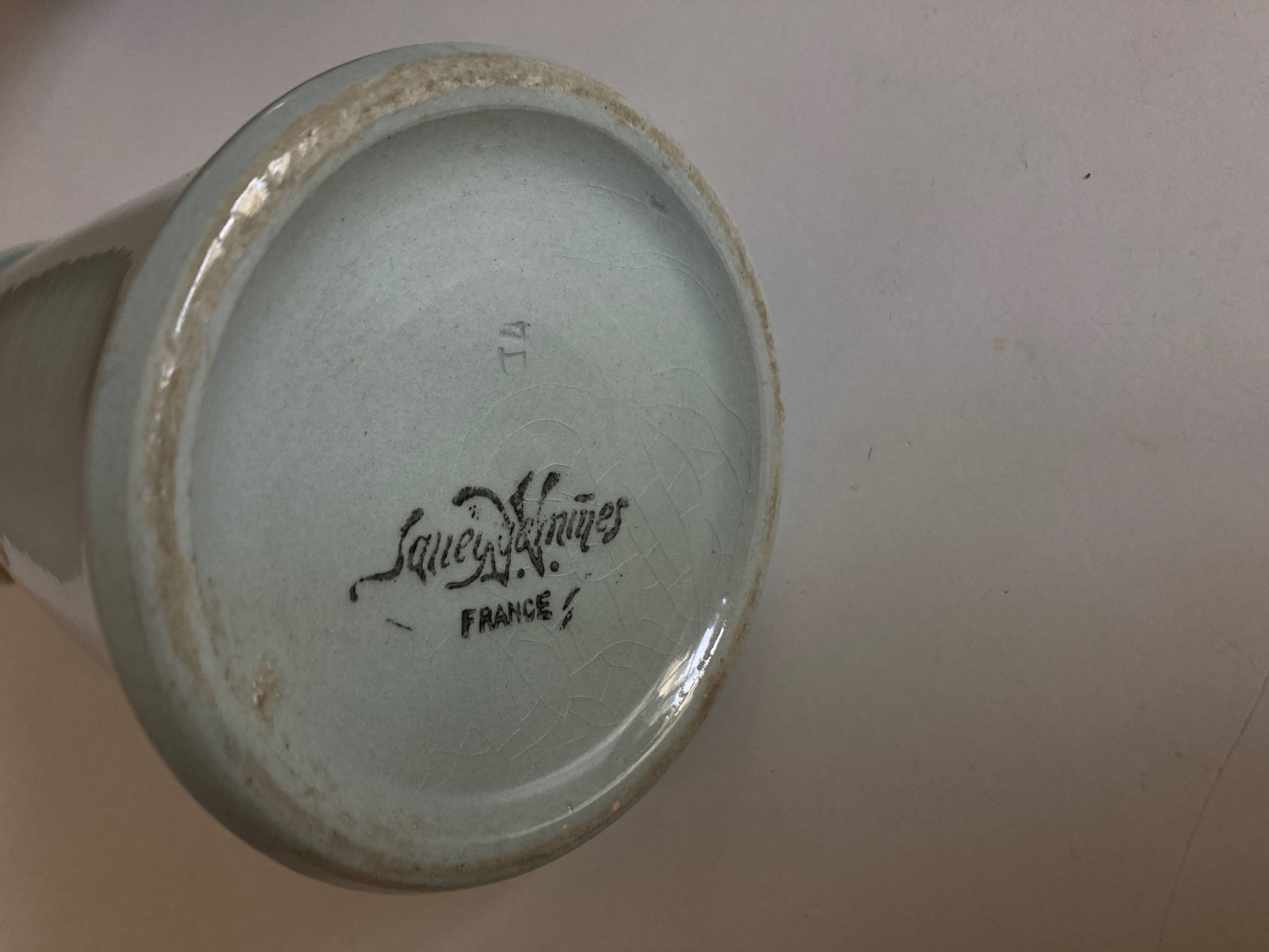 Sarreguemines Celadon neo classic pitcher 1950