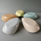 5 ceramic cups from the 50s, pastel tone