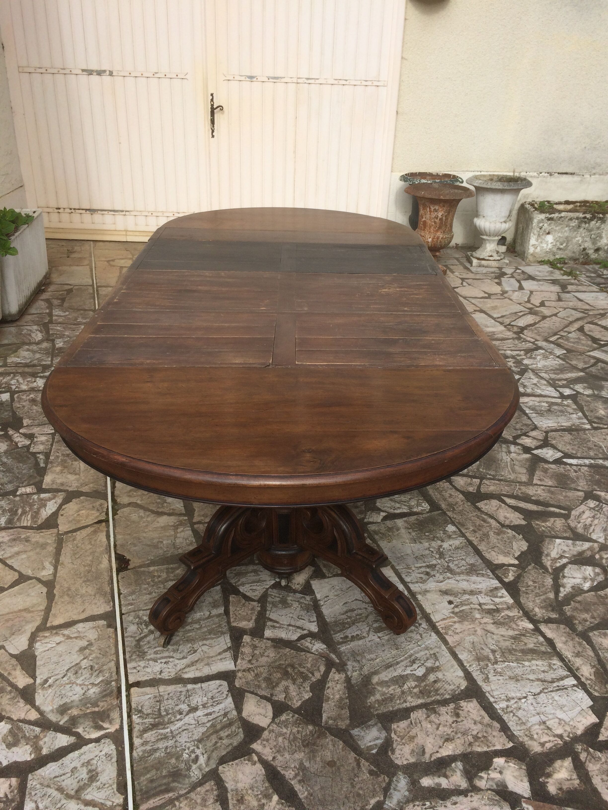 Oval table with walnut extensions Napoleon III era