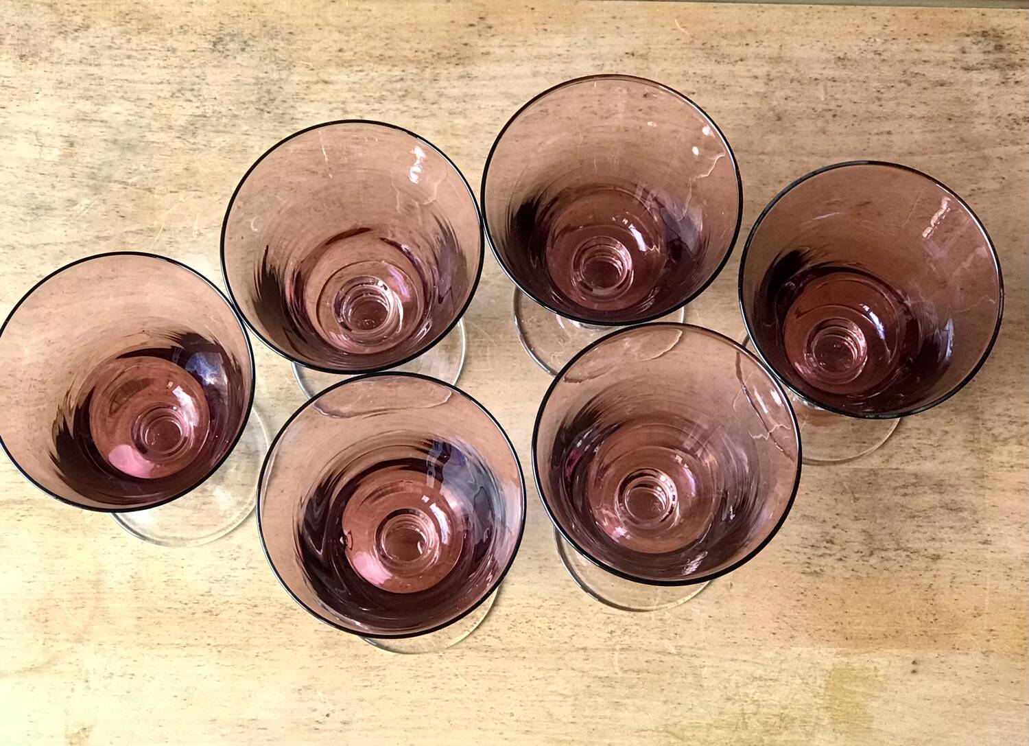 Lot de 6 verres à vin colorés soufflés bouche