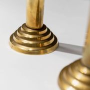 Gold-Plated Metal Candle Holders Set of 2, 1960s Italian Column Design, Vintage Table Decor