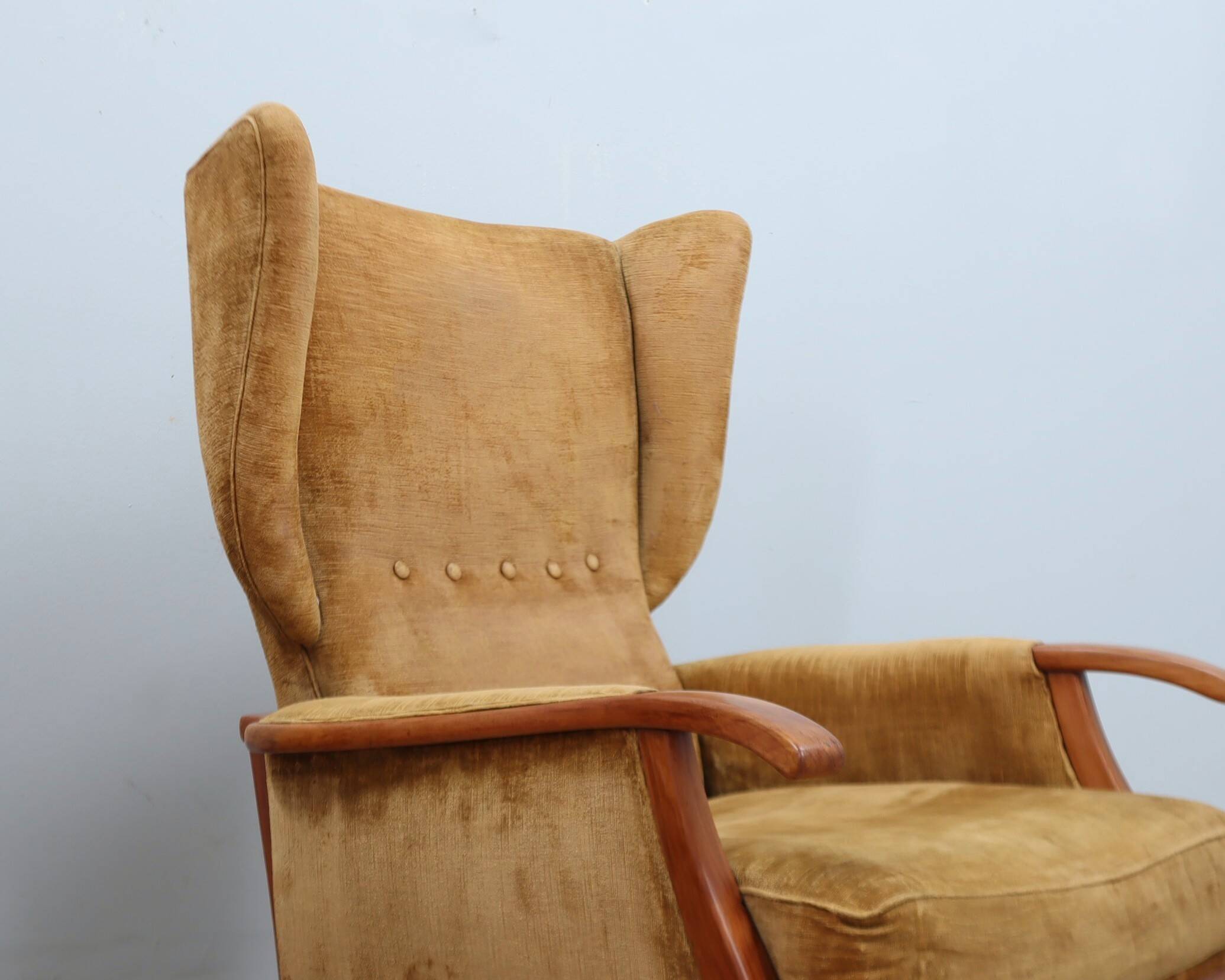 1950s Camea Italian reclining armchairs dralon velvet, set of 2