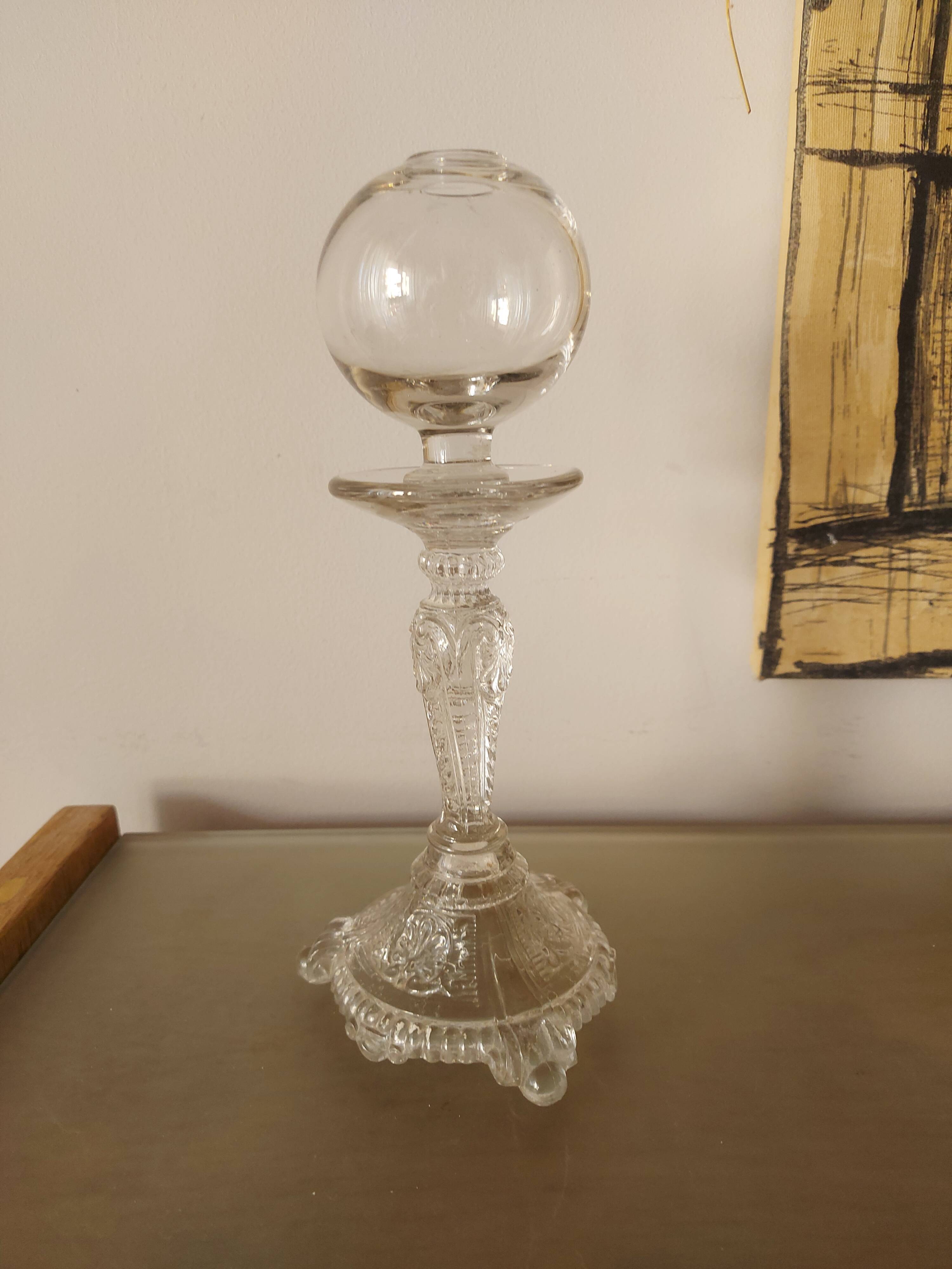 Candle holder blown glass lace lamp