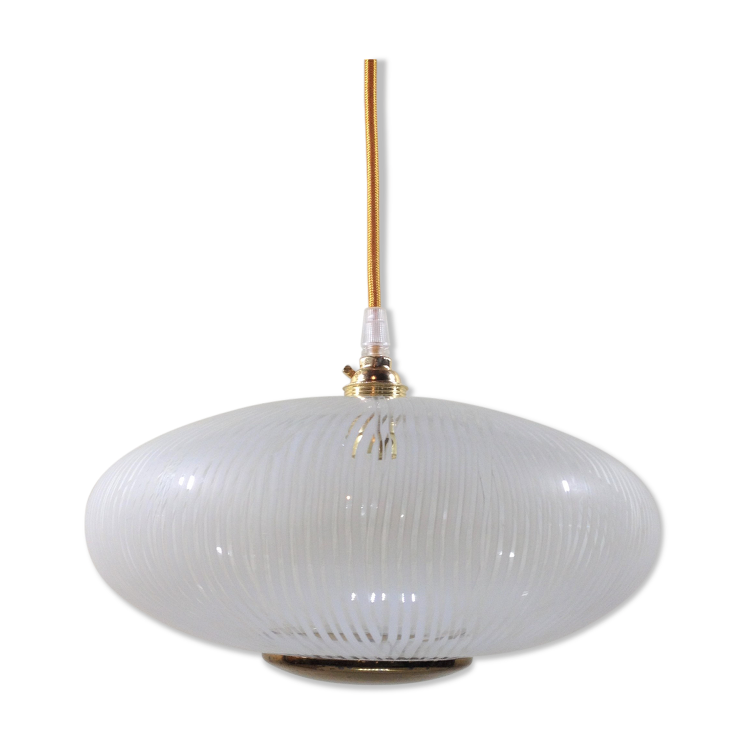 Hanging lamp ellipse glass and brass