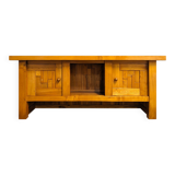 Brutalist low sideboard in solid elm