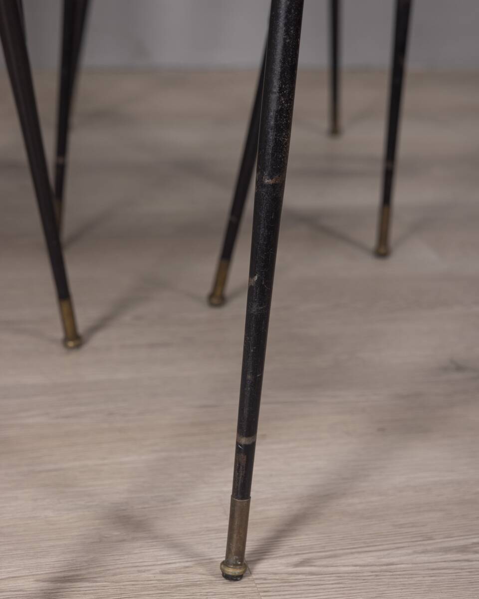SET OF 6 VINTAGE 1960S METAL AND LEATHER CHAIRS, ITALIAN DESIGN