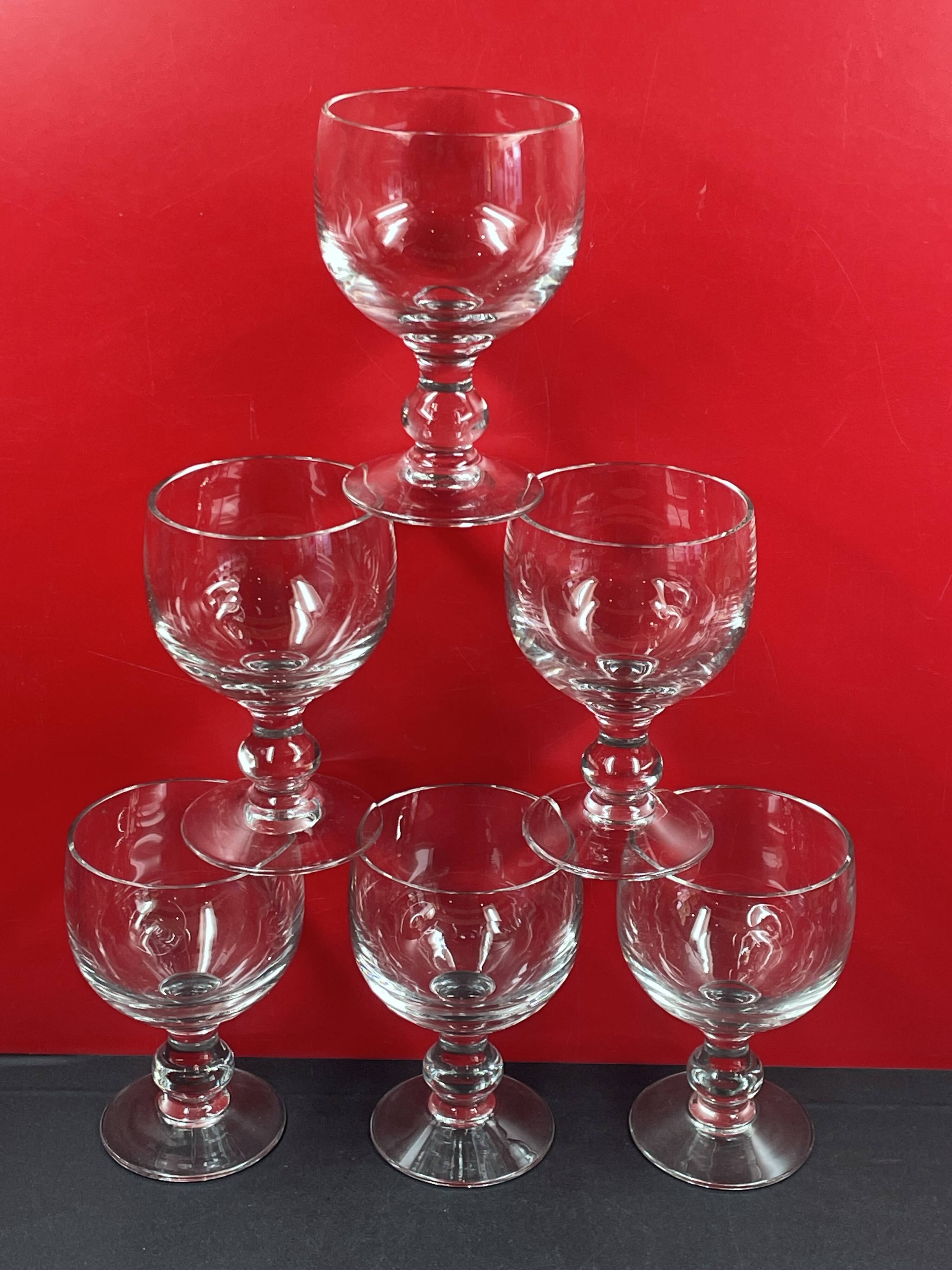 Set of 6 louis philippe style glasses 14 cm