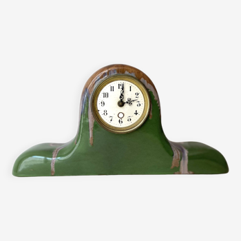 Art deco mantel clock Cazalas Bannière de Bigorre 1930, Basque ceramic clock