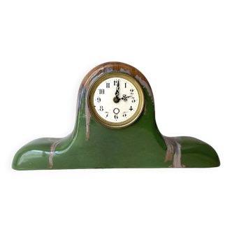 Art deco mantel clock Cazalas Bannière de Bigorre 1930, Basque ceramic clock