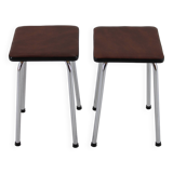 1970s Pair of Stools with Leatherette Upholstery ,Czechoslovakia