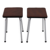 1970s Pair of Stools with Leatherette Upholstery ,Czechoslovakia