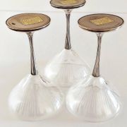 Art Deco Champagne Glasses Set of 3, Sterling Silver & Cut Glass
