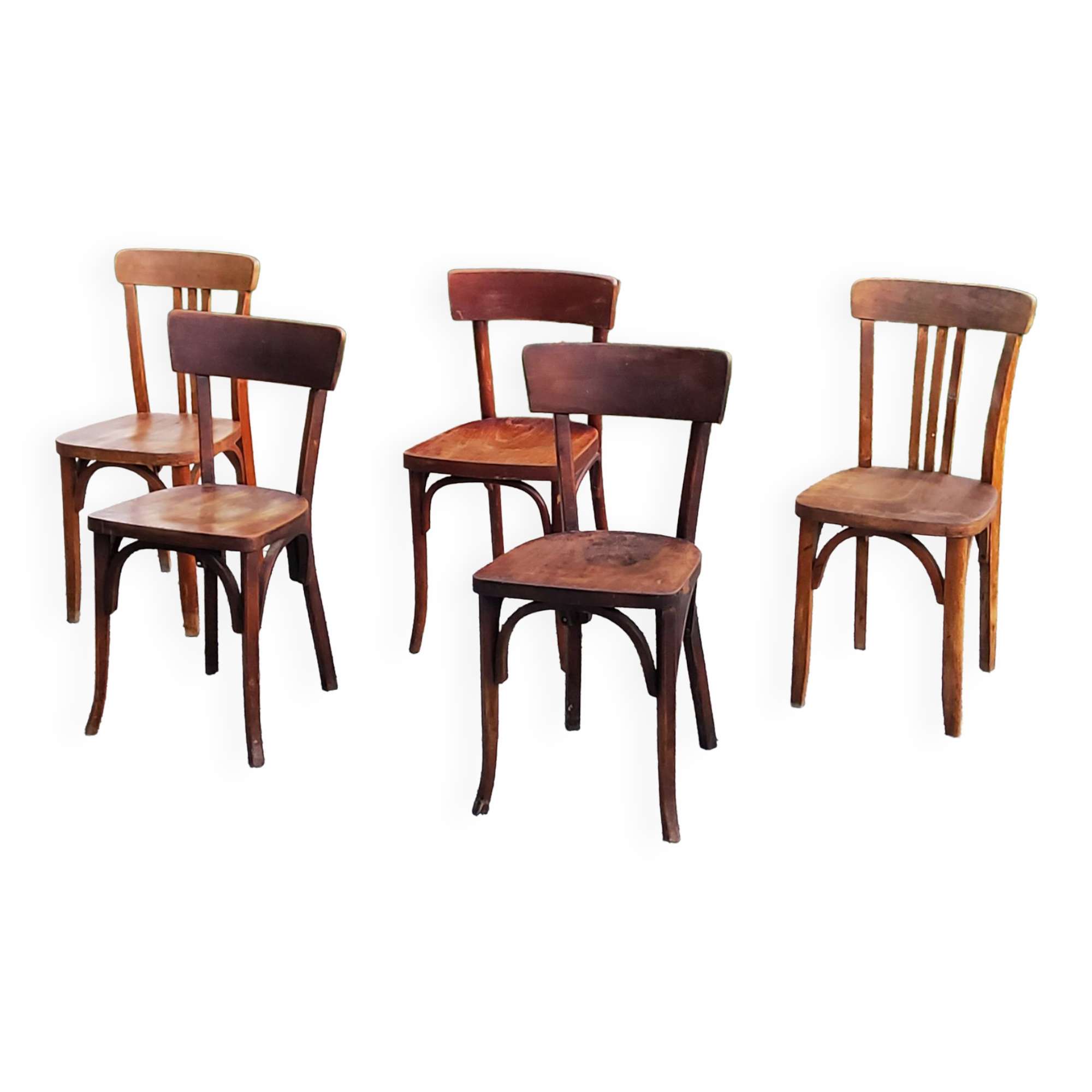 Set of 5 Stella Thonet bistro chairs from the 1950s