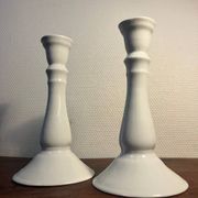 Duo pair of earthenware candlesticks by Maison Huet