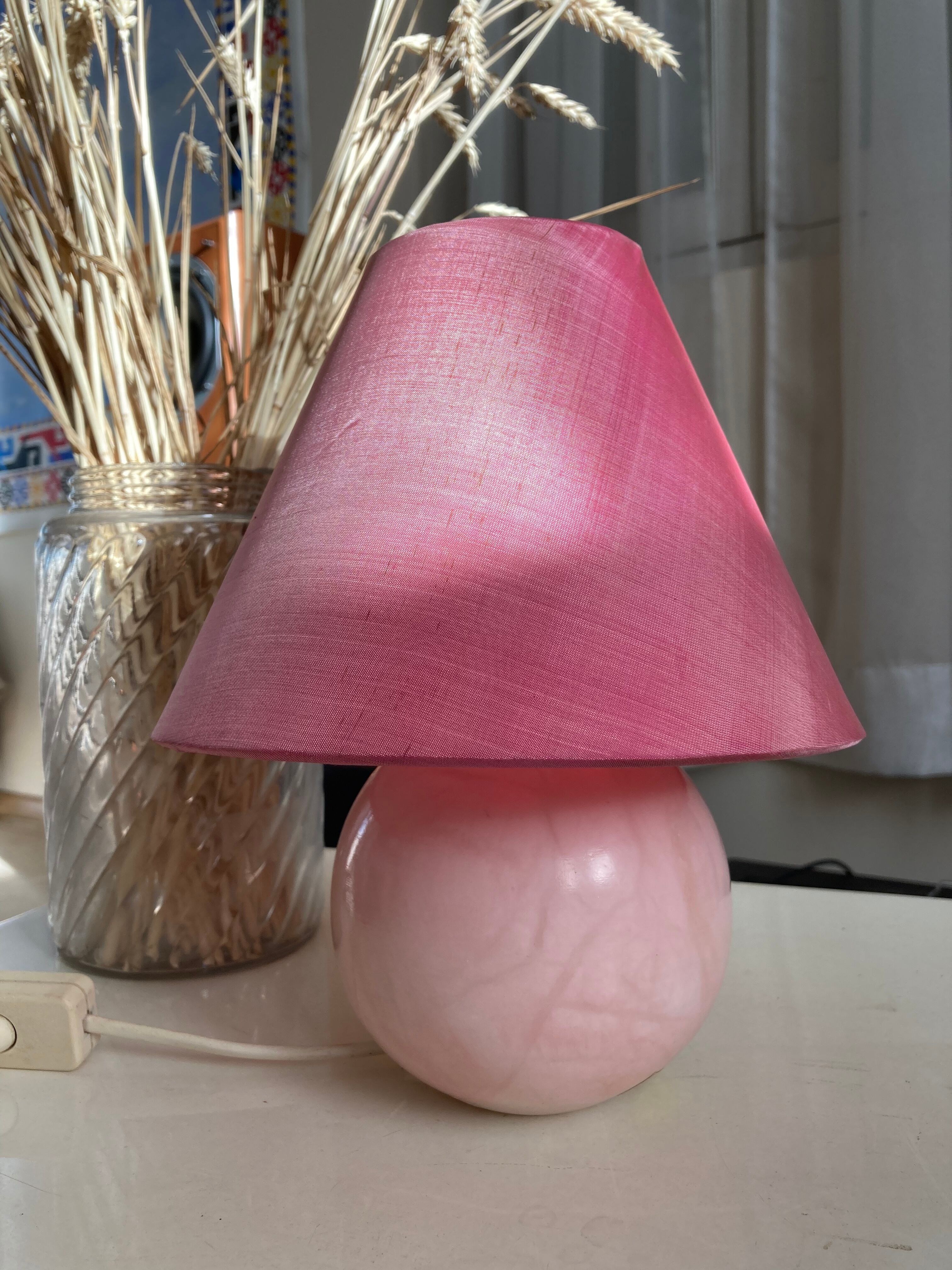 Marble style rose quartz bedside lamp