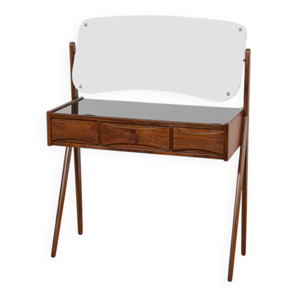 Coiffeuse en teck du milieu du siècle avec miroir par Arne Vodder pour Ølholm Møbelfabrik, Danemark, années 1960.