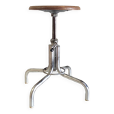 Tabouret industriel en métal et bois - années 50/60