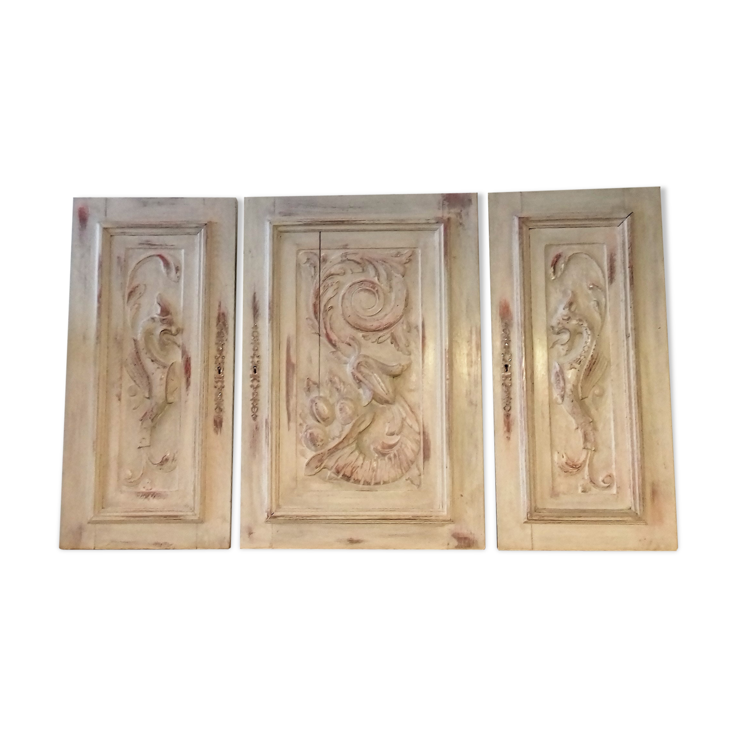 Triptych patinated 3 doors buffet Henry II