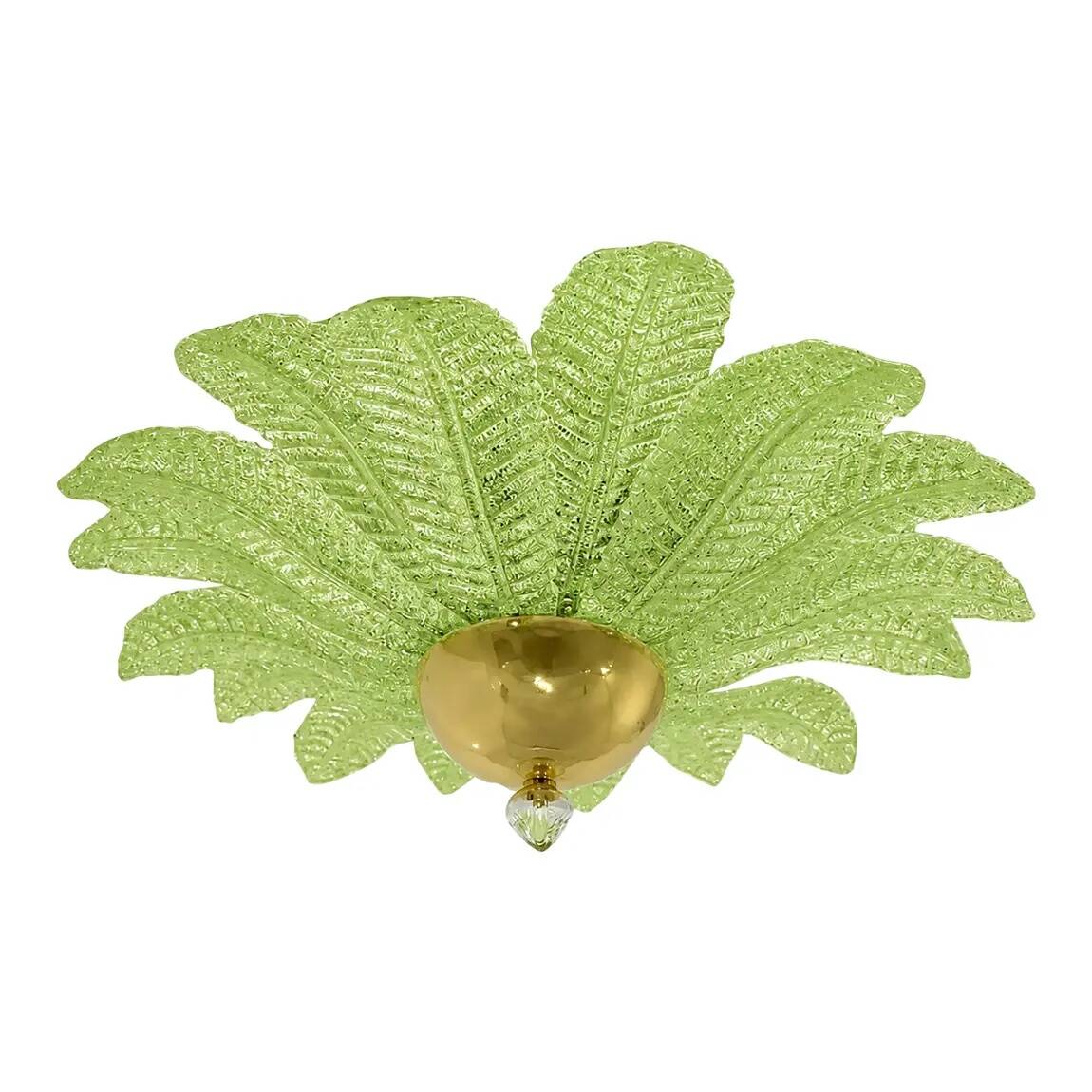 Green Murano Glass Flush Mount, Mazzega Zuccheri Venini Barovier Style