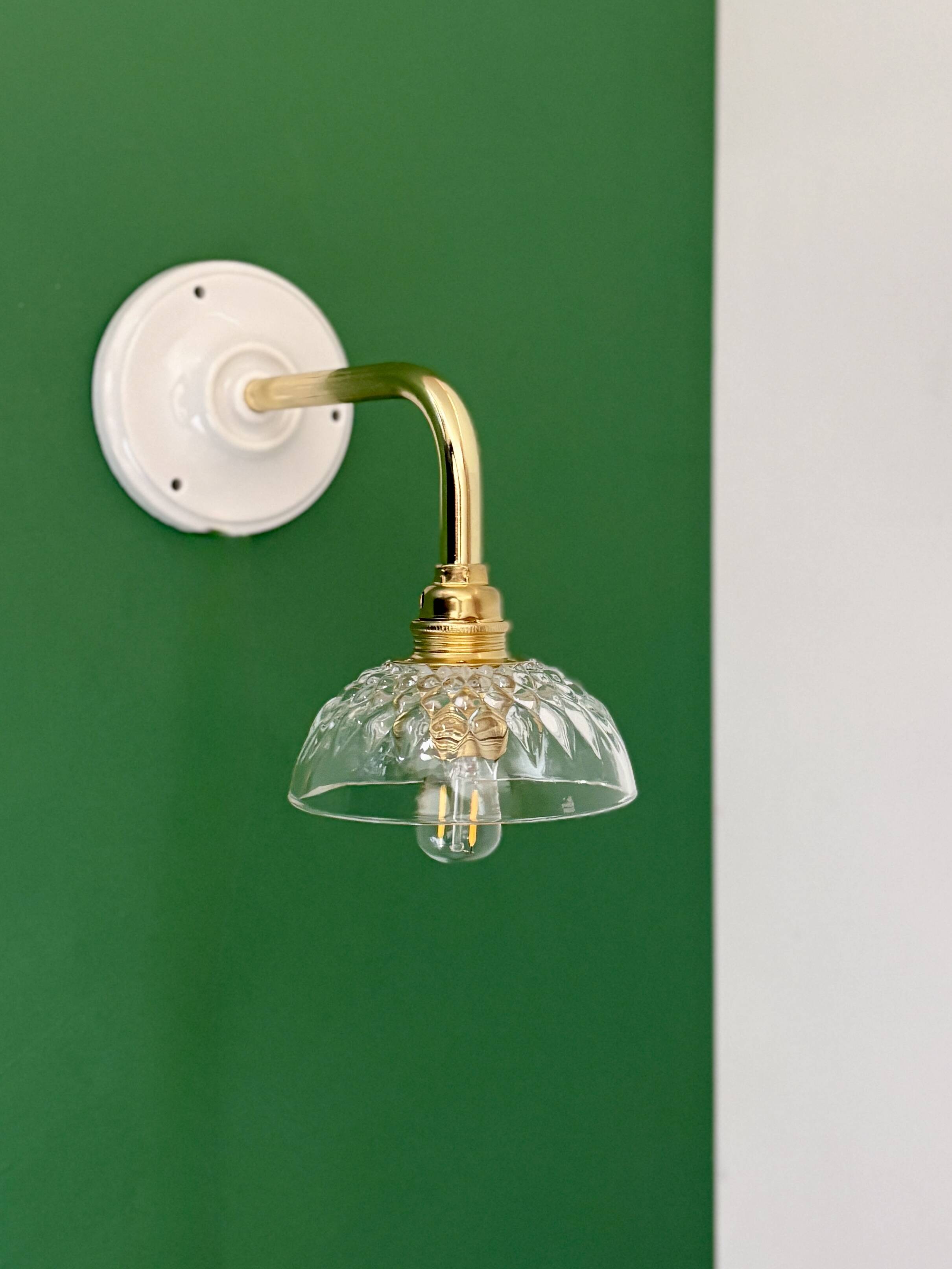 Vintage glass cut lampshade wall light - tableware collection -