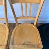 Set of 5 Luterma light blond wood bistro chairs from the 50s