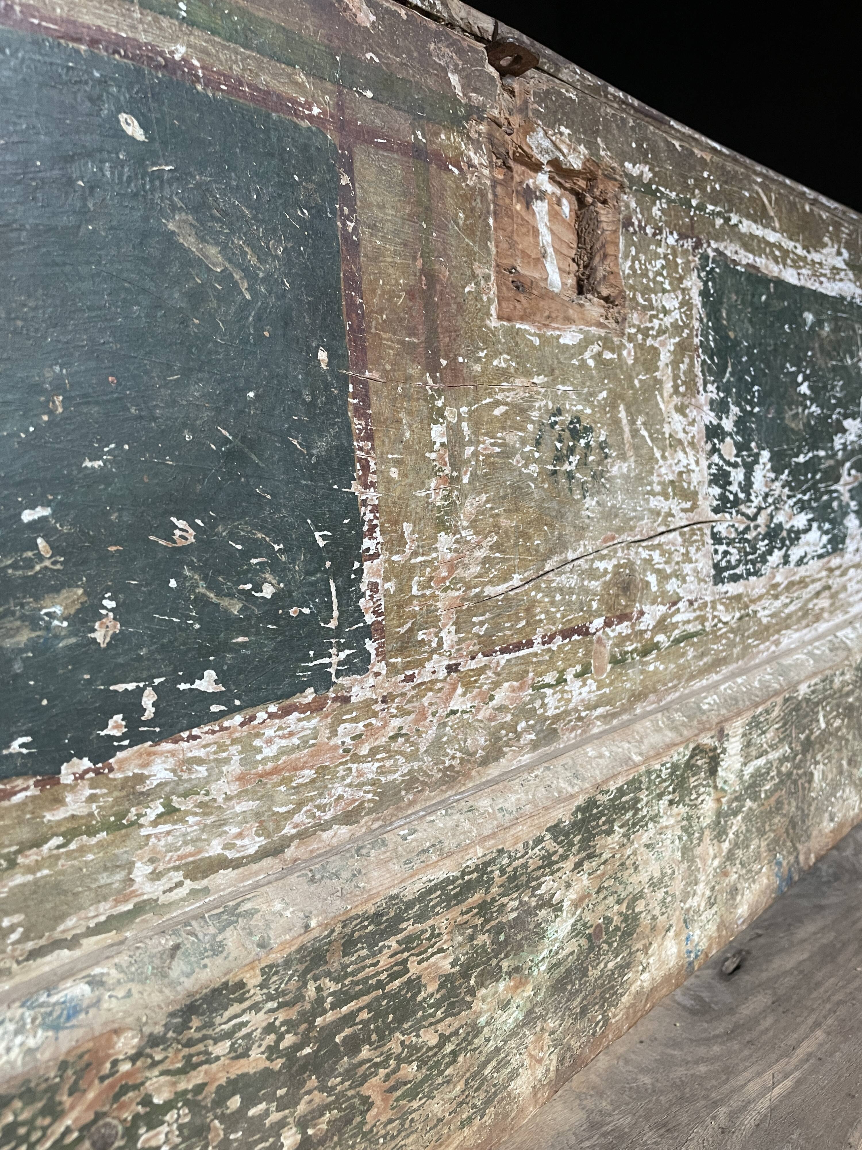 Large Antique 19th Century Continental Painted Pine Blanket Chest | Antique