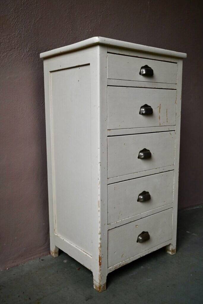 Small wooden chest of drawers vintage retro patinated bohemian 1950s