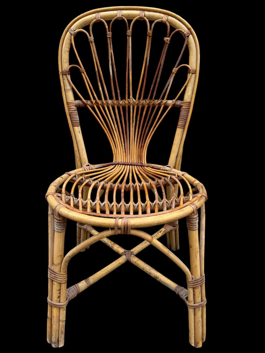 Rattan set of Provençal armchair and chair from the 60s