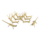 8 porte-couteaux forme antilope et crocodile en laiton